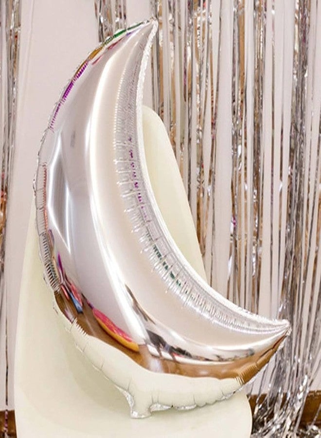 SOI Moon Shaped Silver Mylar Balloon - Pack of 1 | Birthday | Baby Shower | Wedding | Anniversary | Party Decoration - Image 4